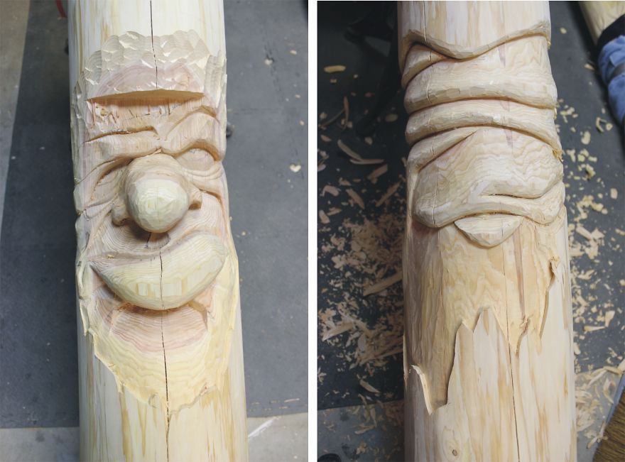 Two 10 Foot Tall Carved Cedar Posts Complete With Attitude