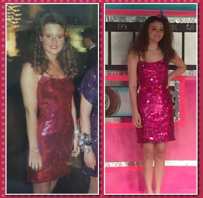 My Daughter Wore My Prom Dress In Her High School Musical. Left: 1994, Right: 2016