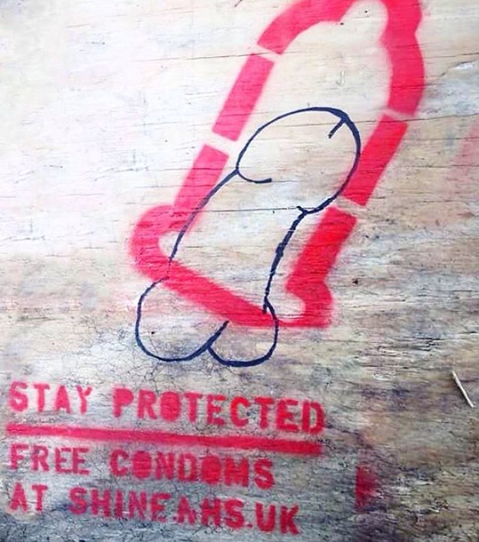 Anonymous Hero Is 'Protecting' Graffiti Penises By Painting Condoms Over Them