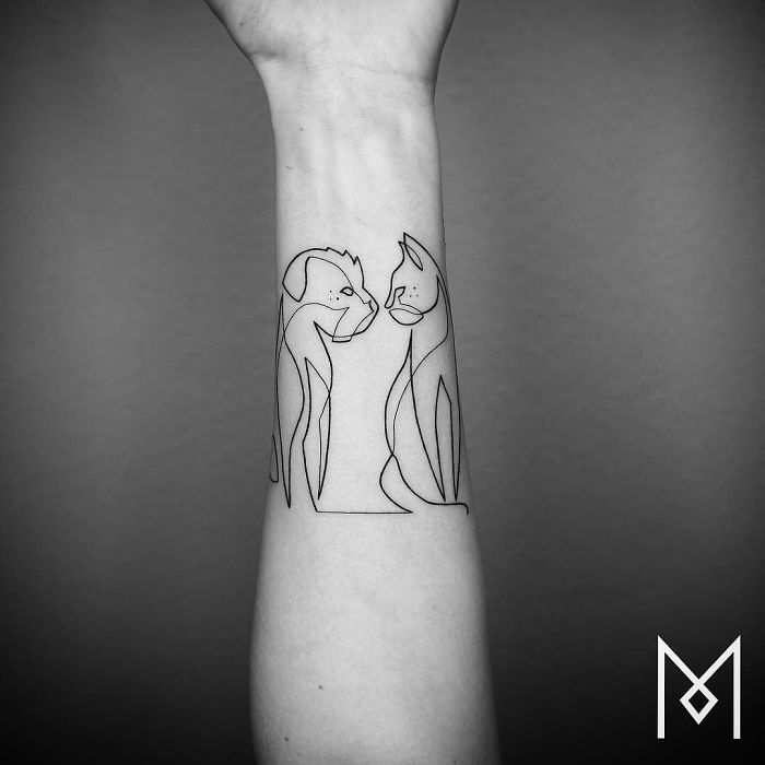 100 Incredible Tattoos Created Using A Single Continuous Line By Mo Ganji |  Bored Panda