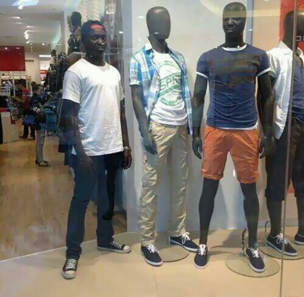 My Friend Decided To Pose With The Mannequins At The Mall