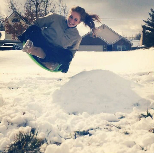 My Sister In The Perfect Sledding Picture