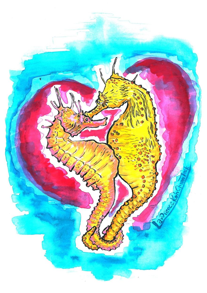 Story Of Seahorse (Procreate). Illustrated A Story About One Of The Purpose In Life Is To Procreate.