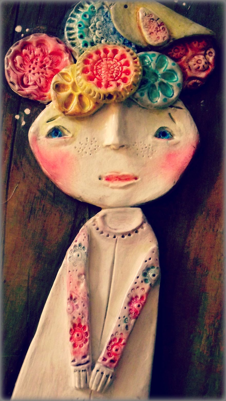 I Create Whimsical Art Out Of Air Dry Clay, Paper, And Water Color