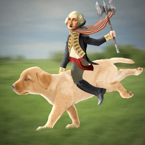 #1 - George Washington. Founding A New Country Is Hard. Founding A New Country While Riding A Puppy Is Adorable