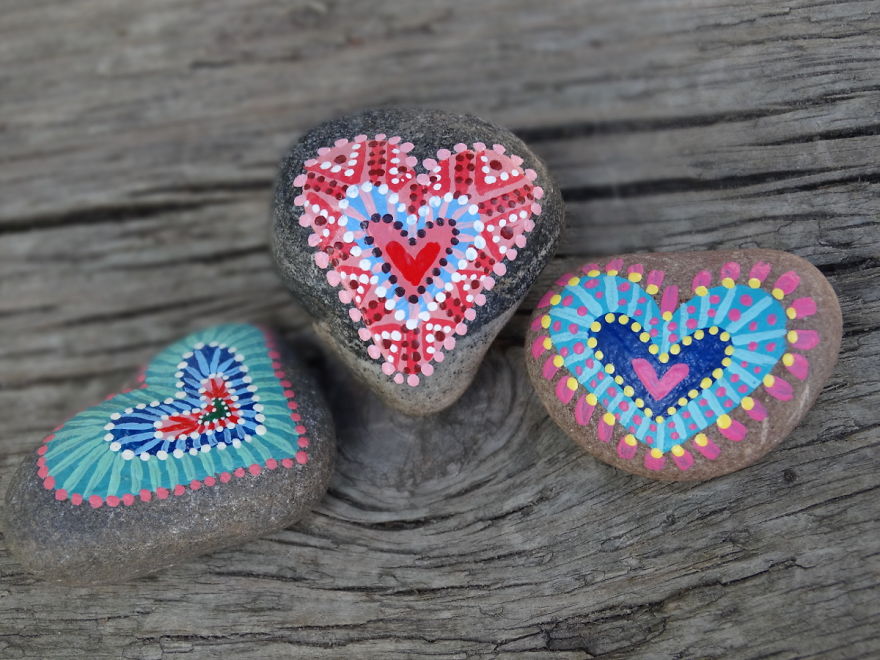 Heavy, Colourful Rock Art... In Other Words, More Painted Hearts On Rocks
