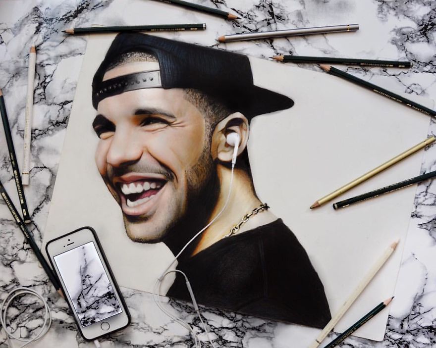 Drake Drawn With Coloured Pencils