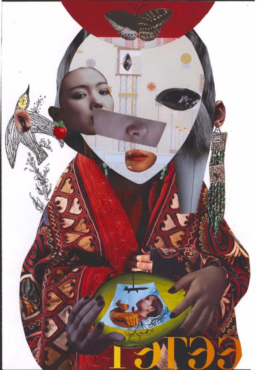 Mongolian Freelancing Artist Makes Collage Of Three Generation