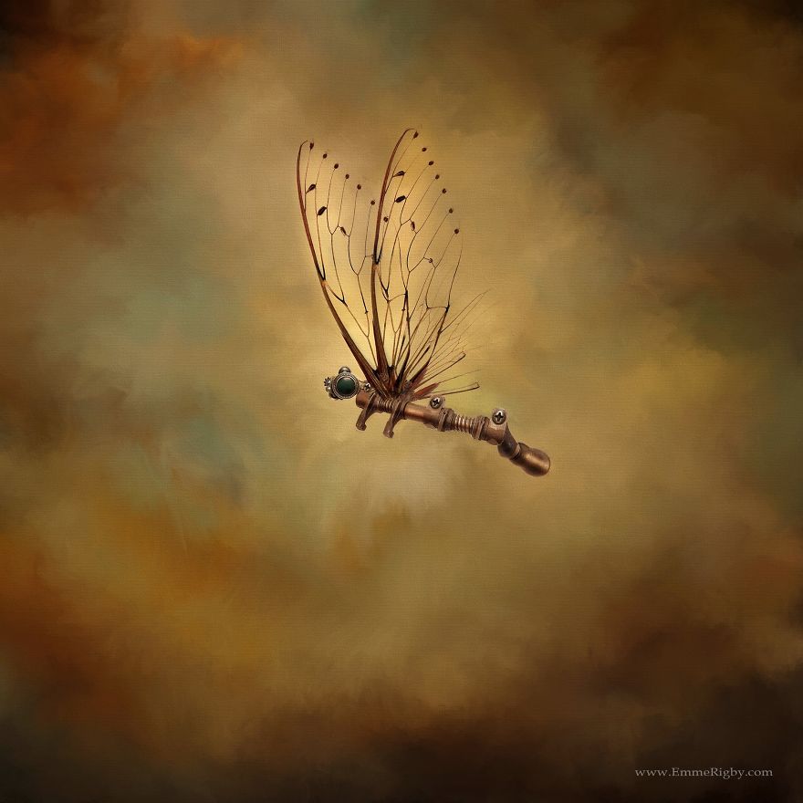 This Digital Artist Creates Ethereal Images Of Steampunk Butterflies And Dragonflies