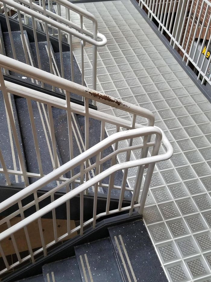 This Railing Is Only Worn Down Where People Hold It To Combat Centrifugal Force Changing Directions