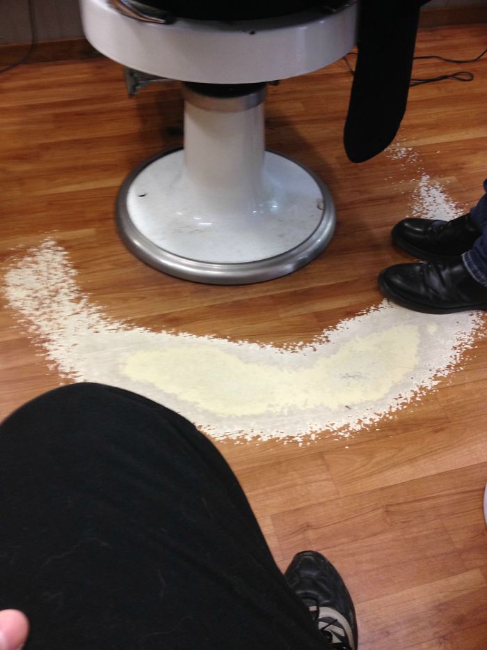 My Barbers Floor After Years Of Shuffling Around The Chair
