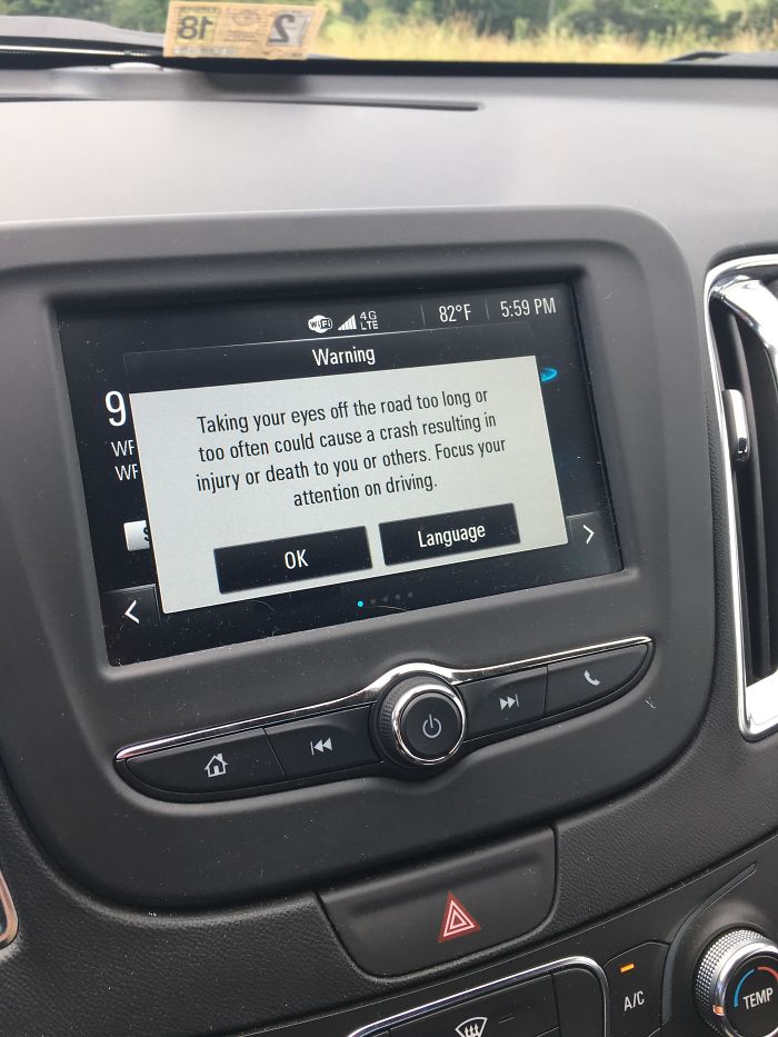 Very Long Message Warning (While Driving) Not To Take Your Eyes Off The Road For Too Long