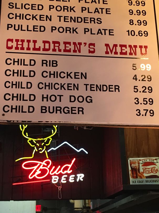 Yes, I'll Have One Child Rib Please, Along With A Child Burger