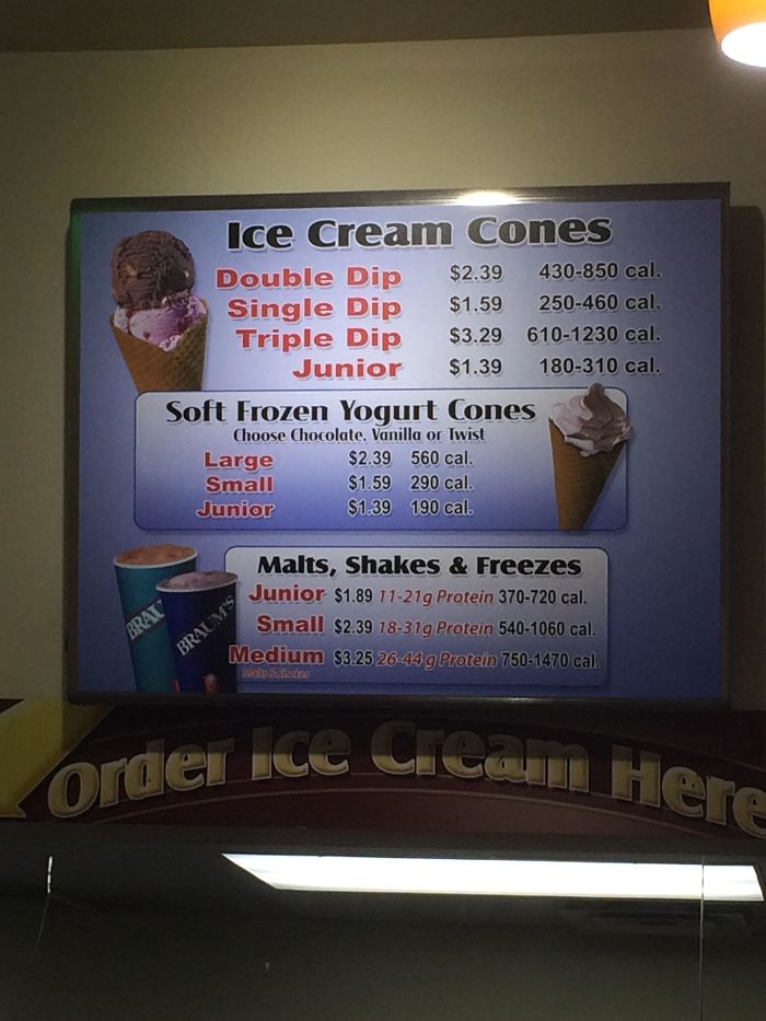 The Order That Ice Cream Is Listed In The Menu At Braum's...