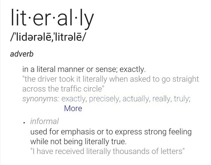 The Second Definition Of Literally