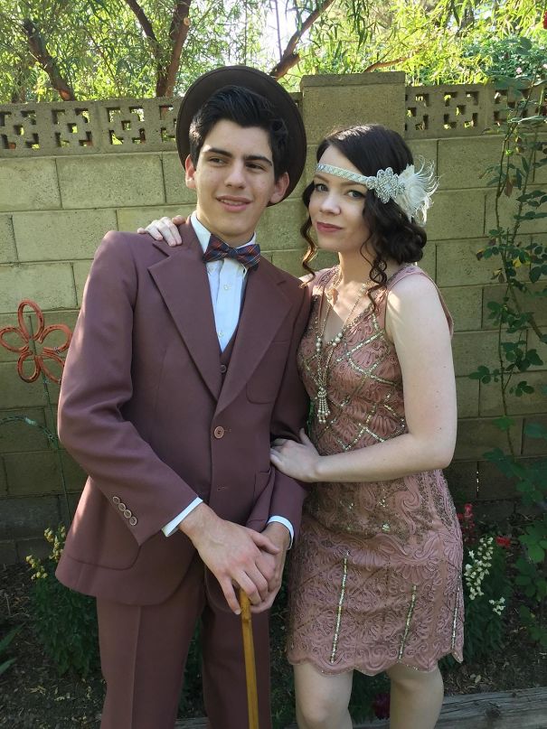 Prom Night! Our Outfits And Accessories, Minus The Headband And Hat, Are Entirely Thrifted