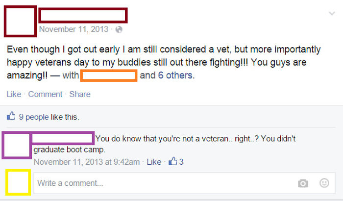You Do Know That You're Not A Veteran.. Right?