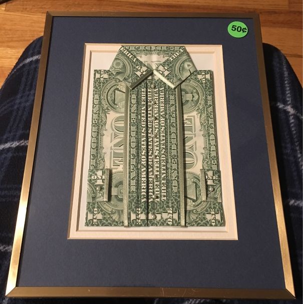 This Framed Art Piece, Made With Six Uncut Dollar Bills, Cost Me 50 Cents At A Yard Sale