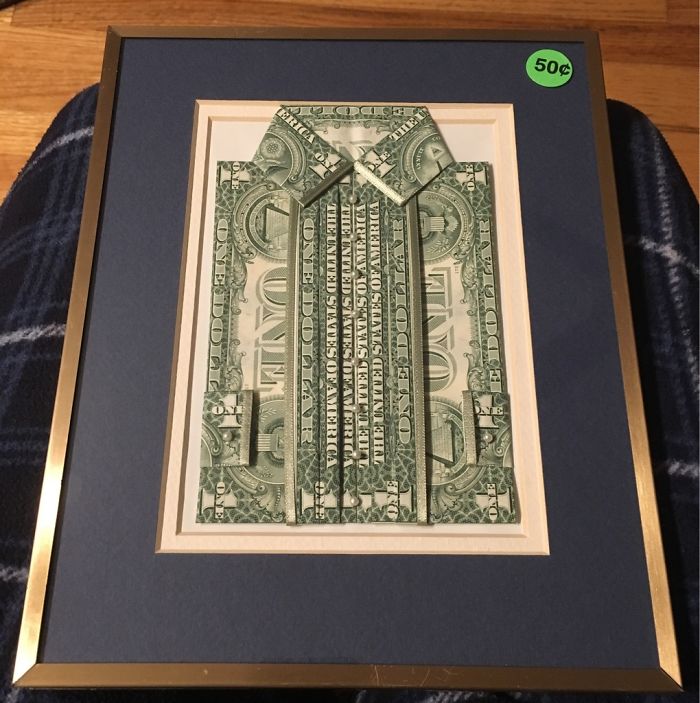 This Framed Art Piece, Made With Six Uncut Dollar Bills, Cost Me 50 Cents At A Yard Sale
