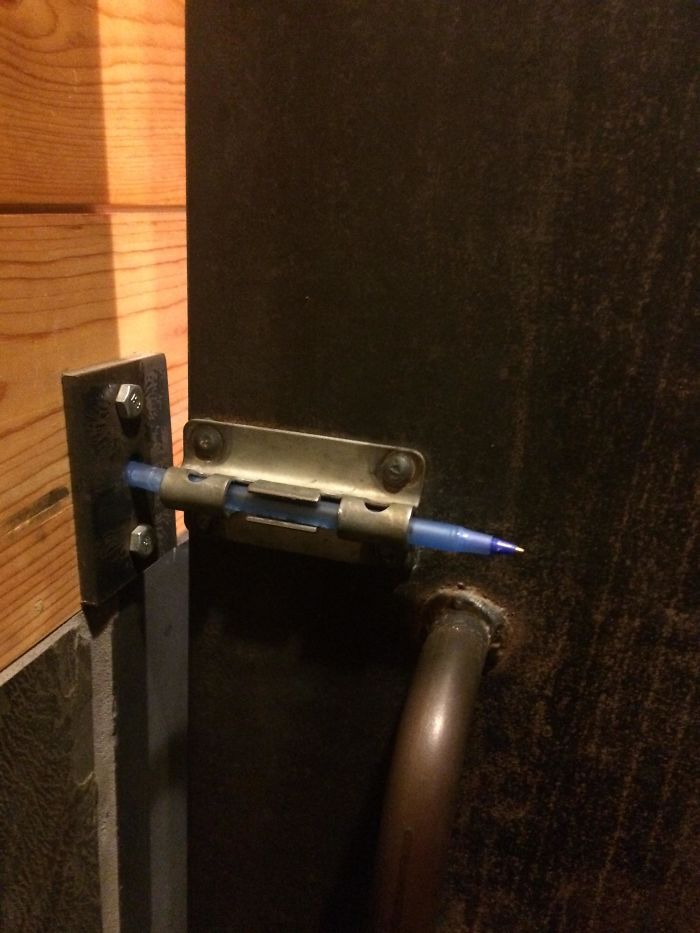 This Lock In The Men's Bathroom Stall At My Favorite Bar