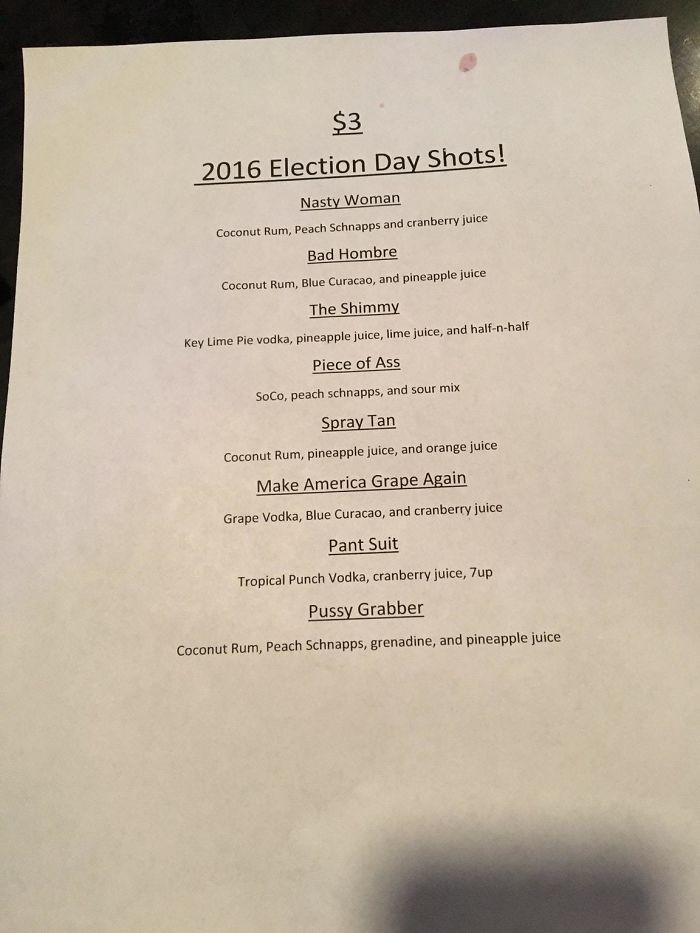 The Bar I Frequent Has 'Election Day' Shots