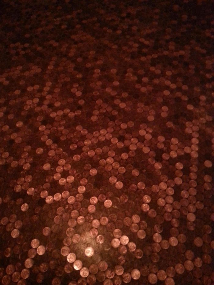 The Floor In The Bathroom At This Bar Is Made From Pennies