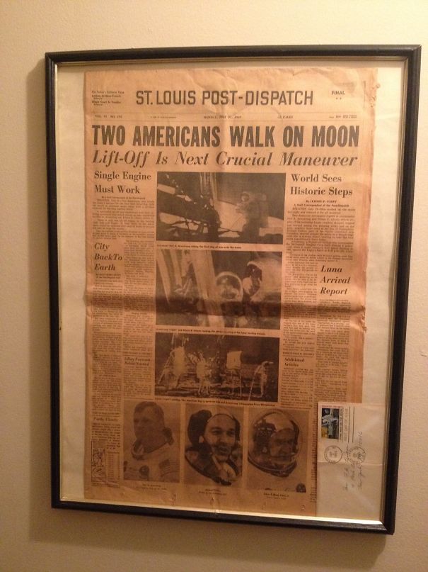 Found This At A Flea Market For $35! Already Framed And With The First Moon Landing Stamp