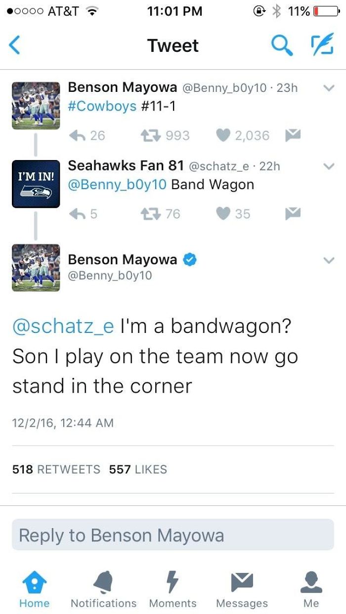 A Player On The Dallas Cowboys Gets Called A Bandwagon Fan
