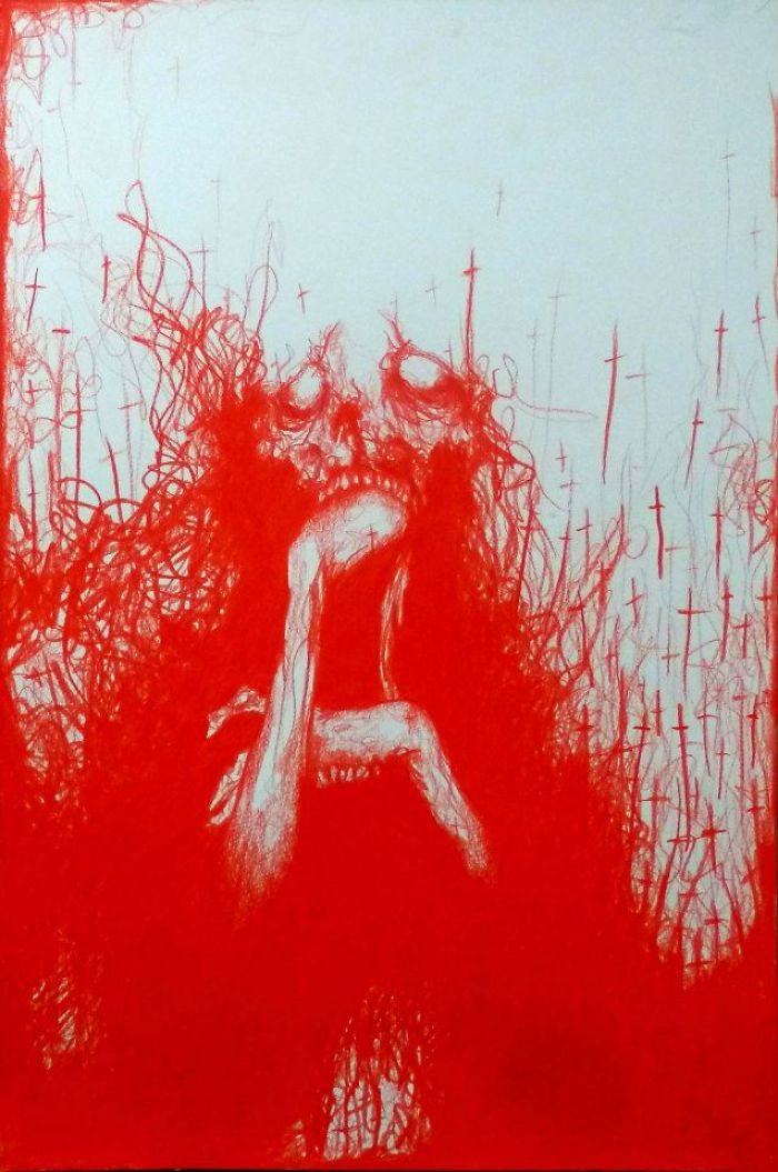 The Artist Who Paint Nightmares With His Own Blood -maxime André Taccardi
