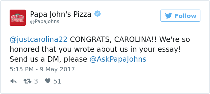 This Teen Just Got Accepted To Yale After Writing About Papa John's Pizza, And Their Response Is Brilliant