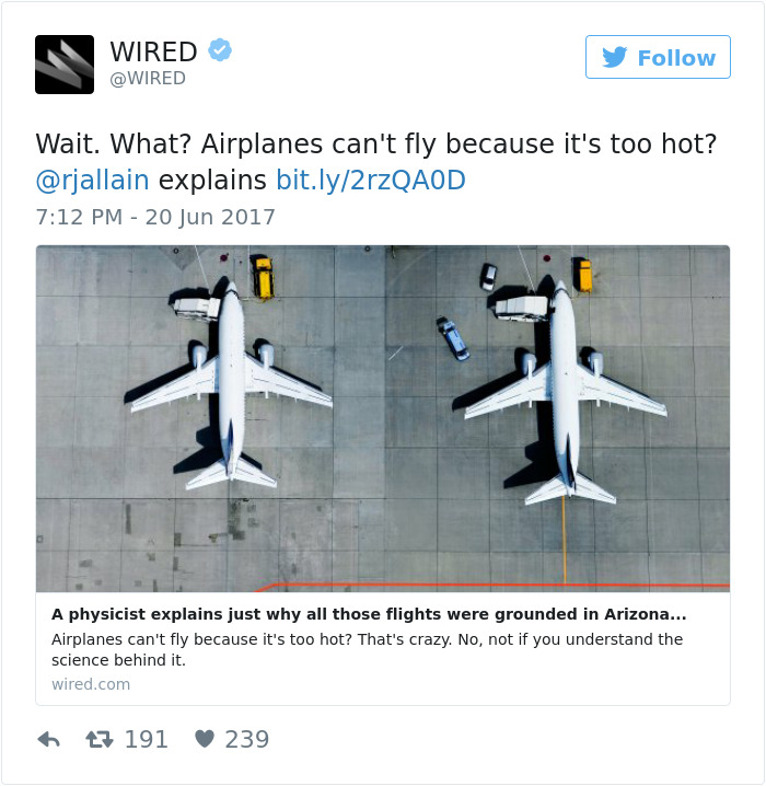 Airplanes Can't Fly Because It's Too Hot