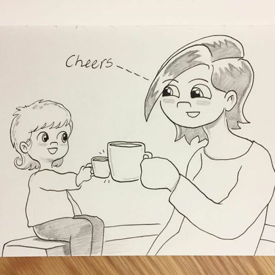 If You Say 'cheers' To Poppy When She Has A Drink She'll Clink Her Cup With Yours. It's Super Adorable