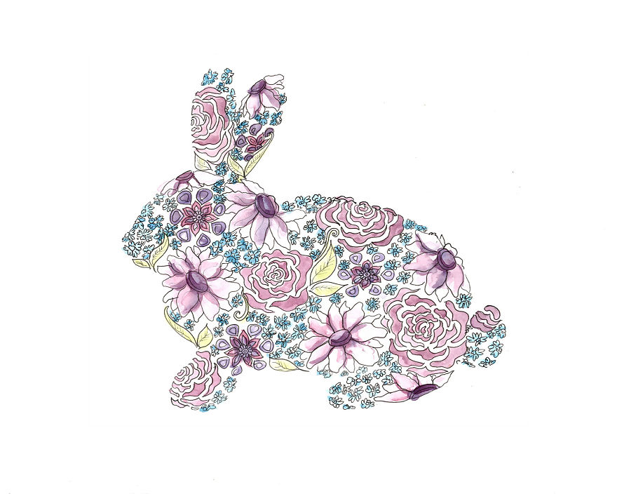 Floral Bunny Art Print
