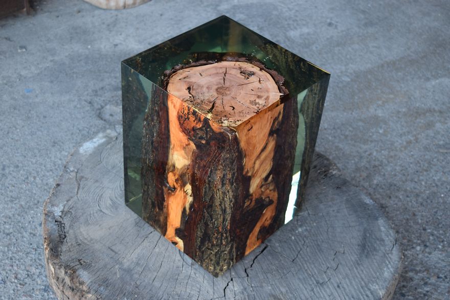 Cherry Stump & Resin Cube