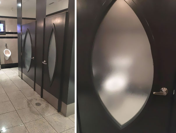 This Restaurant Uses Semi-Transparent Frosted Glass For Its Bathroom Stalls