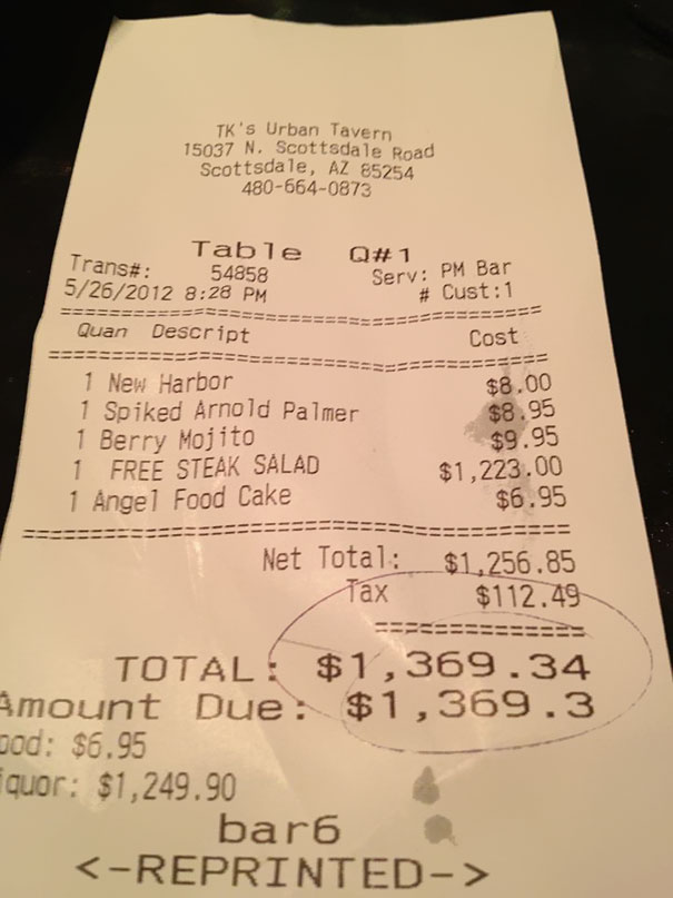 Just Got My Bill At A Restaurant. Seems Legit
