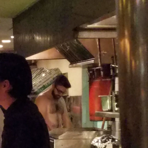 So This Happened Yesterday While Enjoying A Martini. Waiter Decides To Iron His Shirt