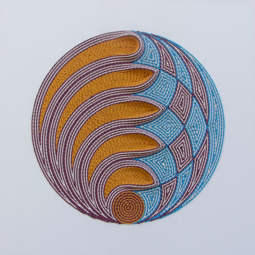 Geometric 3d Paper Tapestries Made With Curled Paper Strips