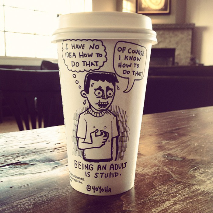 I Draw Cartoons Every Day, Sometimes On Coffee Cups
