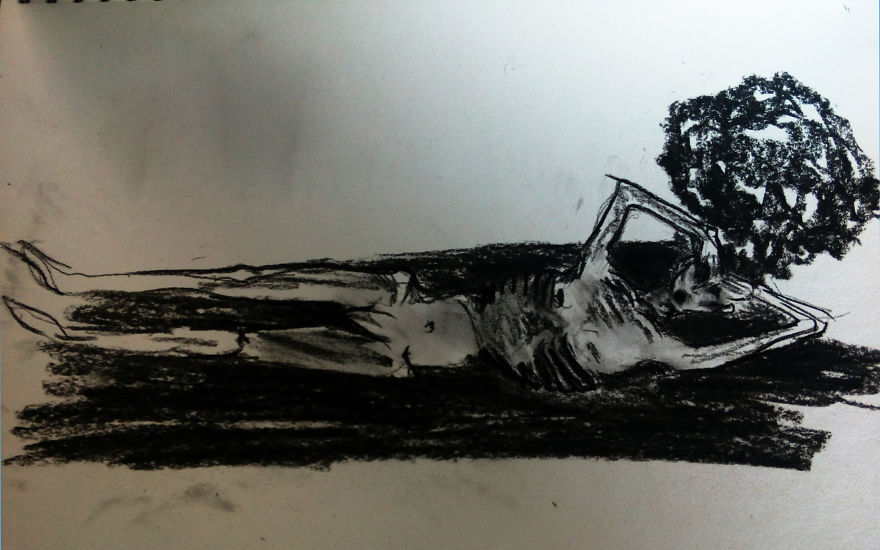 I Made This Charcoal Drawings To Show How Dealing With An Eating Disorder Feels Like