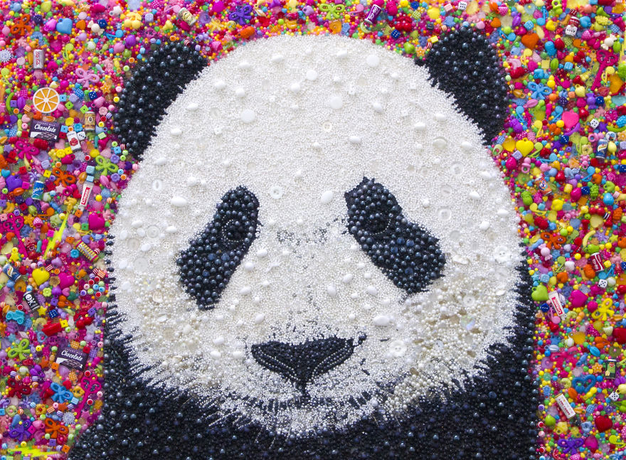 I Created This Panda Using Just Beads And Buttons