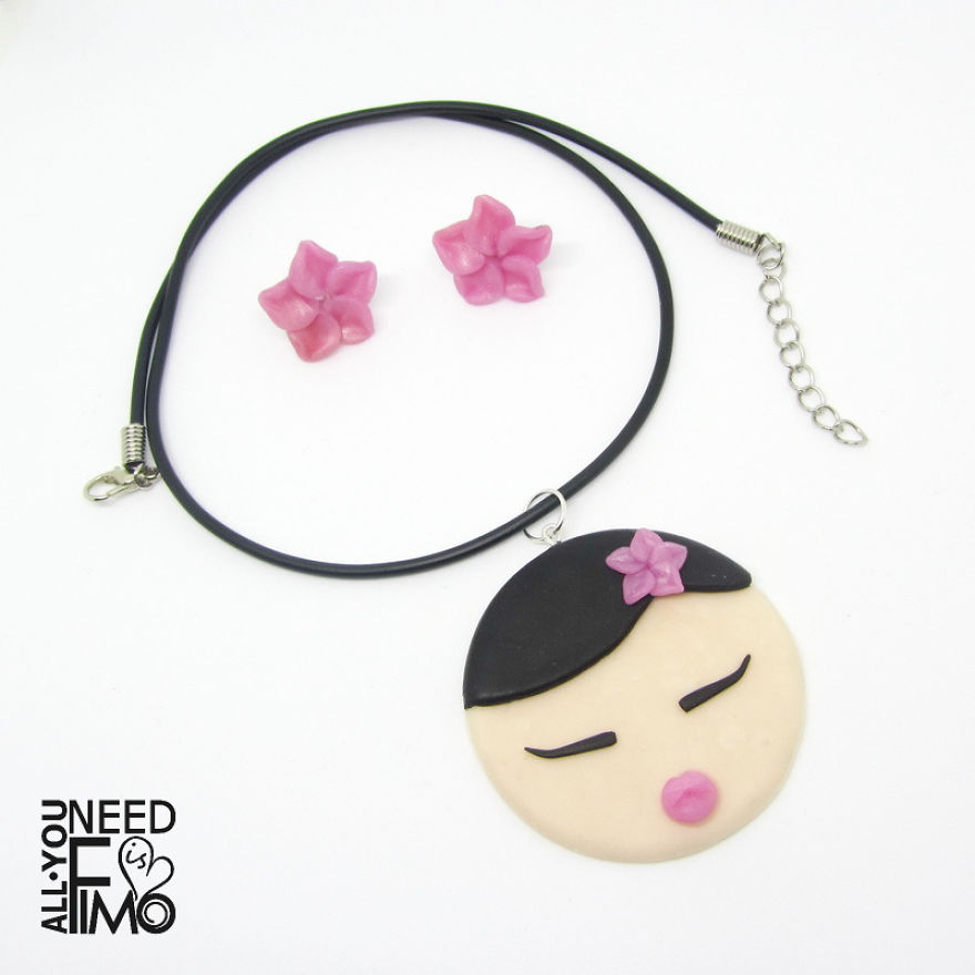 I Made This Jewelry Set Out Of Polymer Clay!it's Japanese Inspired!