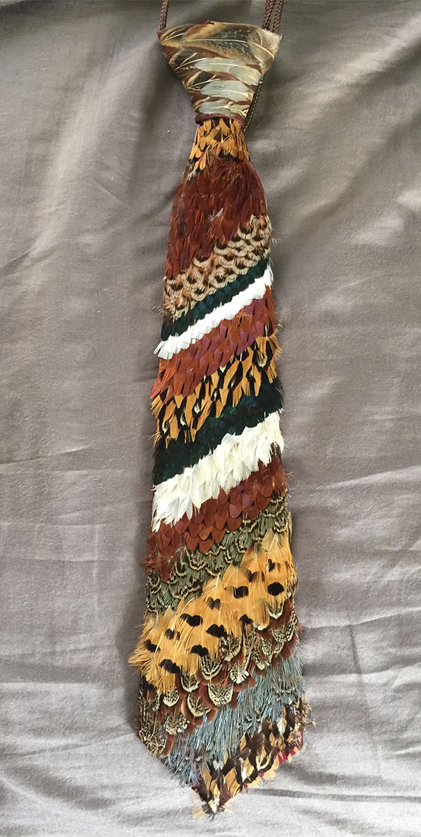 Forget Everything You Knew About Ties. Because This Thrift Store Find Just Took It To A Whole New Level. Presenting: The Feather Tie