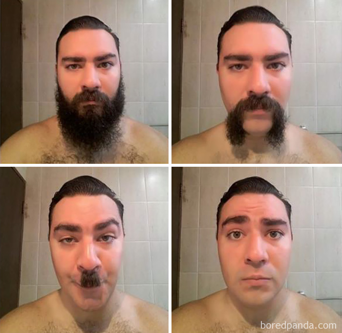 Tras afeitarse su barba de un año