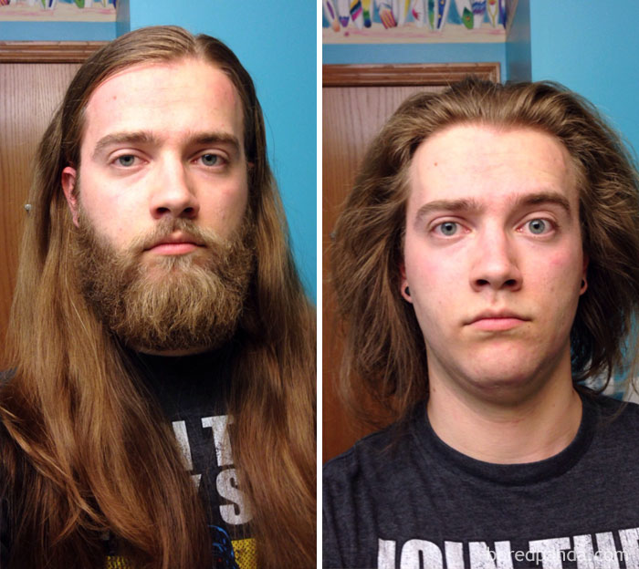 Decided To Donate 10" Of My Hair To Locks Of Love. Shaved The Beard While I Was At It