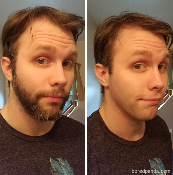 Before And After. The Playoff Beard Is Gone And So Are Years From My Face. Until Next Season