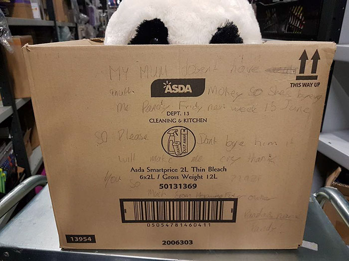 Boy Leaves Heartbreaking Note On Toy Panda Because His Mom Couldn't Afford It