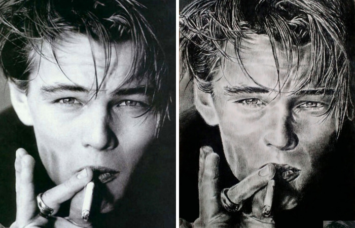 It Took Me 1 Day To Draw This Charcoal Pencil Portrait Of Leonardo Di Caprio