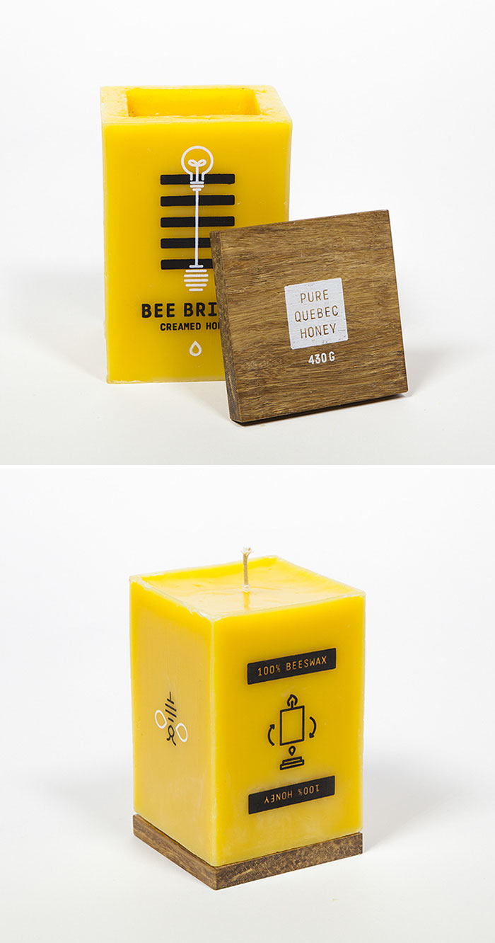 Honey Package Made Of Beeswax, Wich Can Be Burnt Down As A Candle, Making It Completely Waste Free