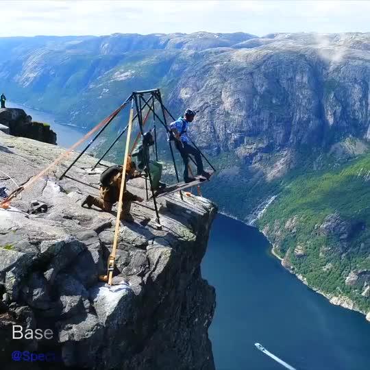 Base Jumping From Kjerag Cliff In Norway